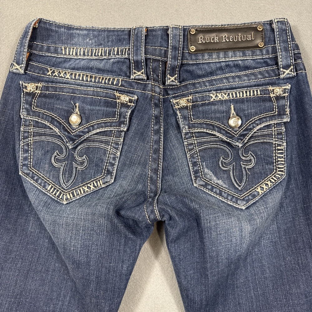 Rock Revival Jeans Women 27/21 Celine Boot THICK STITCH Rhinestone ALTERATION